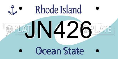 JN426 Rhode Island License Plate