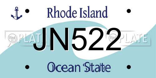 JN522 Rhode Island License Plate