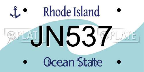 JN537 Rhode Island License Plate