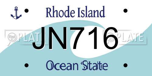 JN716 Rhode Island License Plate
