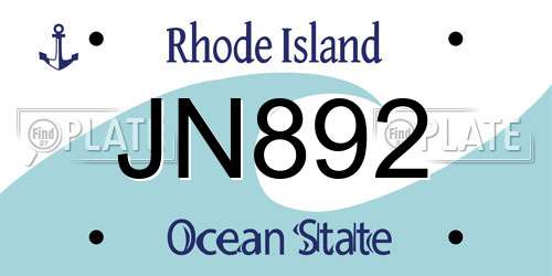 JN892 Rhode Island License Plate