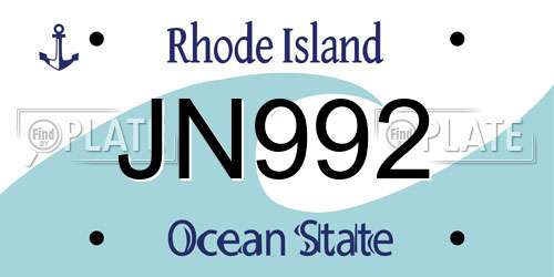 JN992 Rhode Island License Plate