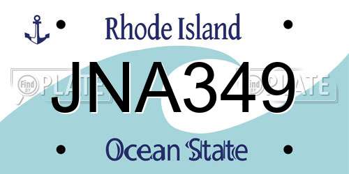JNA349 Rhode Island License Plate