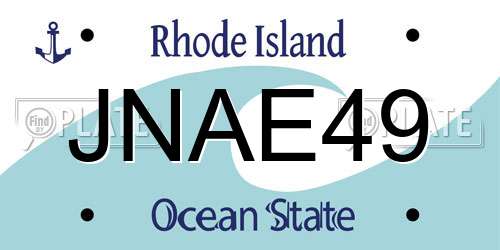 JNAE49 Rhode Island License Plate