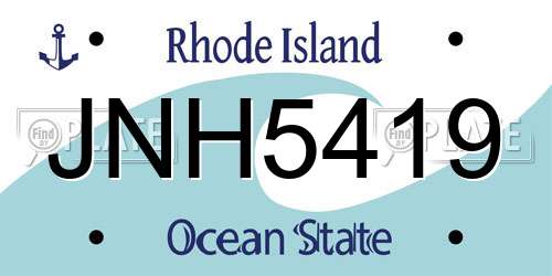 JNH5419 Rhode Island License Plate