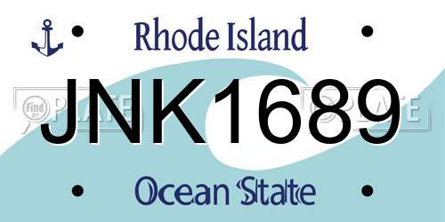 JNK1689 Rhode Island License Plate