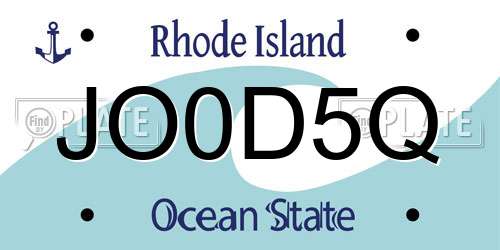 JO0D5Q Rhode Island License Plate