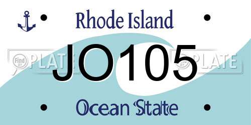 JO105 Rhode Island License Plate