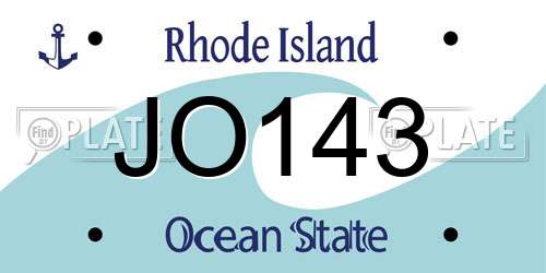 JO143 Rhode Island License Plate