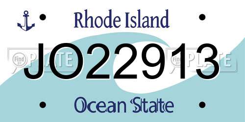 JO22913 Rhode Island License Plate