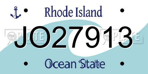 JO27913 Rhode Island License Plate