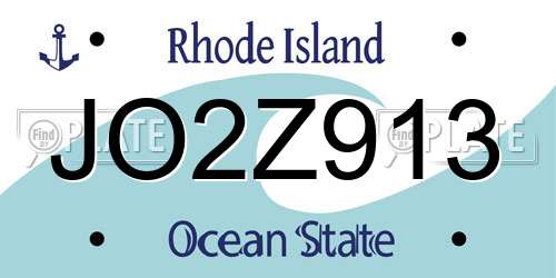 JO2Z913 Rhode Island License Plate