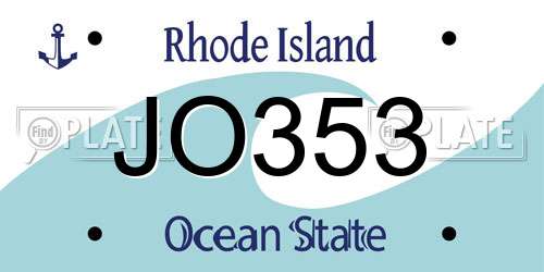JO353 Rhode Island License Plate