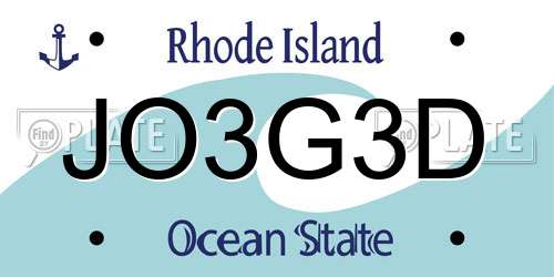 JO3G3D Rhode Island License Plate