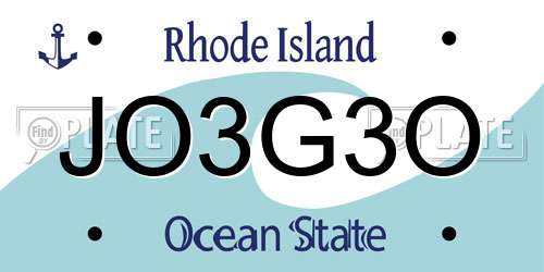 JO3G3O Rhode Island License Plate