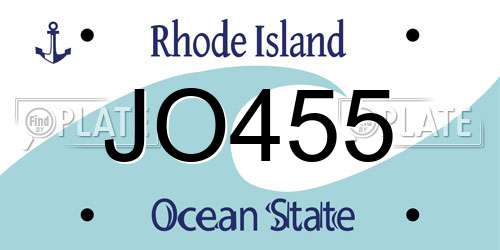 JO455 Rhode Island License Plate