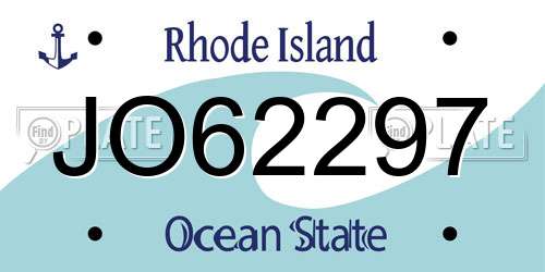 JO62297 Rhode Island License Plate