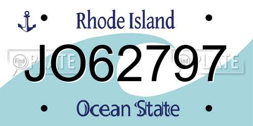 JO62797 Rhode Island License Plate
