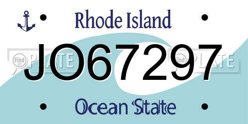 JO67297 Rhode Island License Plate