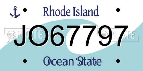 JO67797 Rhode Island License Plate