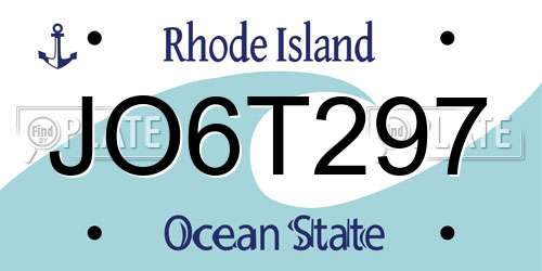 JO6T297 Rhode Island License Plate