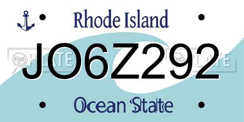 JO6Z292 Rhode Island License Plate
