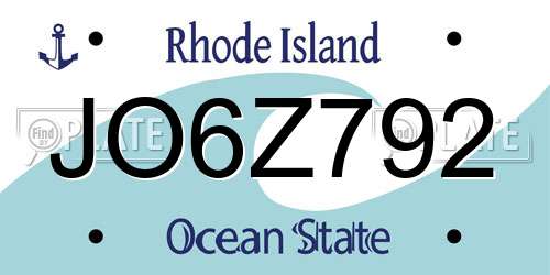 JO6Z792 Rhode Island License Plate