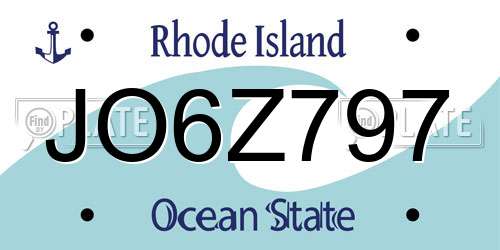 JO6Z797 Rhode Island License Plate