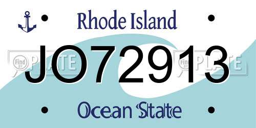 JO72913 Rhode Island License Plate