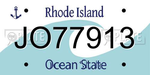 JO77913 Rhode Island License Plate
