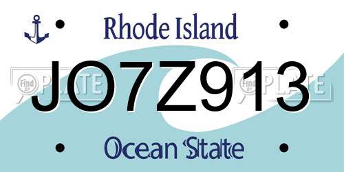 JO7Z913 Rhode Island License Plate