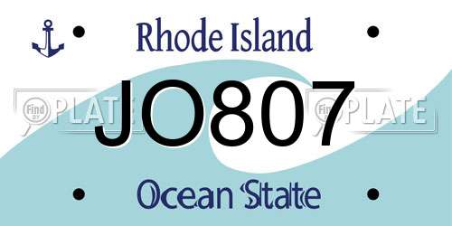 JO807 Rhode Island License Plate