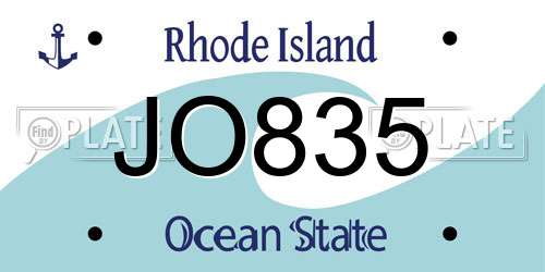 JO835 Rhode Island License Plate