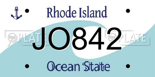 JO842 Rhode Island License Plate