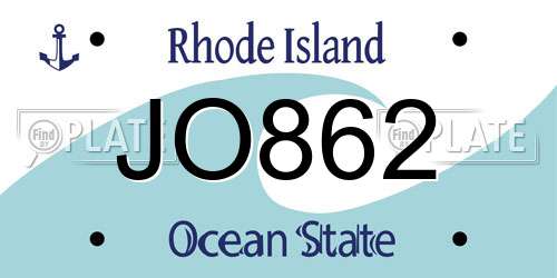 JO862 Rhode Island License Plate