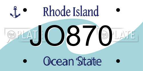 JO870 Rhode Island License Plate