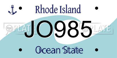 JO985 Rhode Island License Plate