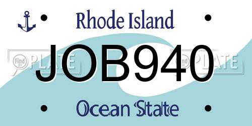 JOB940 Rhode Island License Plate