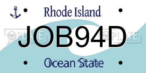JOB94D Rhode Island License Plate