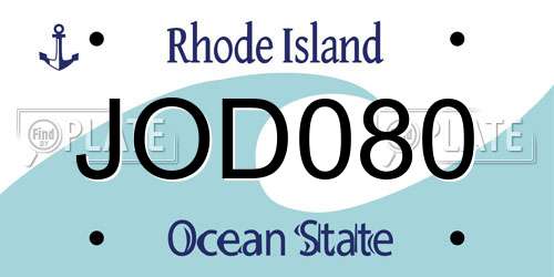 JOD080 Rhode Island License Plate
