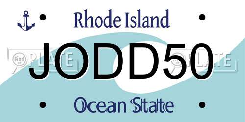 JODD50 Rhode Island License Plate