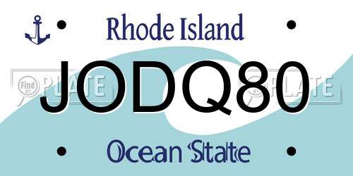 JODQ80 Rhode Island License Plate