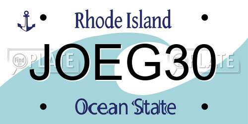 JOEG30 Rhode Island License Plate
