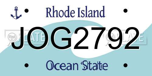 JOG2792 Rhode Island License Plate
