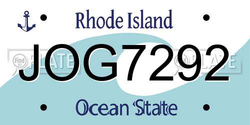 JOG7292 Rhode Island License Plate
