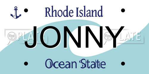 JONNY Rhode Island License Plate