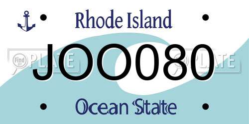 JOO080 Rhode Island License Plate