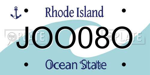 JOO08O Rhode Island License Plate