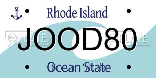 JOOD80 Rhode Island License Plate