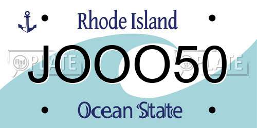 JOOO50 Rhode Island License Plate